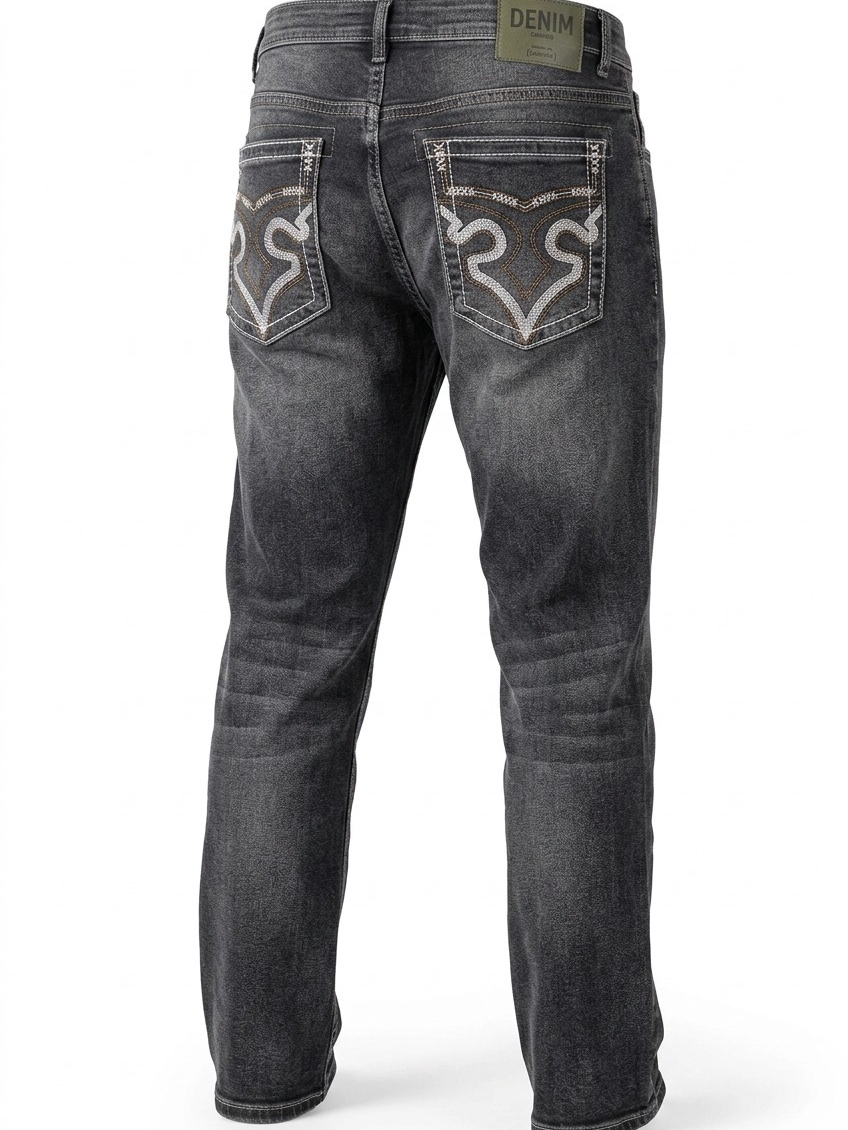 Black Men's Slim Straight Jeans